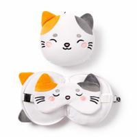 Lola de Kat knuffel/reiskussen/slaapmasker - 2-in-1 set - voor kinderen