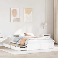 Bedframe zonder matras massief grenenhout wit 150x200 cm
