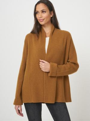 Geribd vest met sjaalkraag van biologisch cashmere
