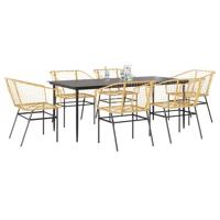 7-delige Tuinset poly rattan glas bruin