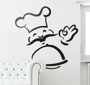 Muursticker lachende chef