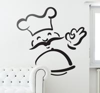 Muursticker lachende chef