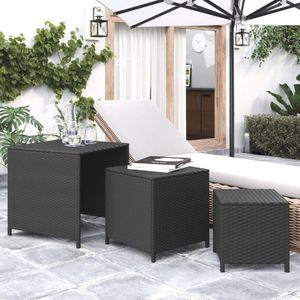 Tafeltjesset 3 st poly rattan zwart