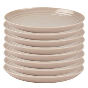 Rond bord/camping bord - 8x - Dia 25 cm - beige - kunststof - onbreekbaar