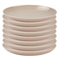 Rond bord/camping bord - 8x - Dia 25 cm - beige - kunststof - onbreekbaar