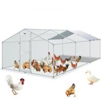 VEVOR kippenhok 6x3x2m kippenhok stalen frame PE zeildoek buitenverblijf 67,5x170cm deurmaat klein dierenverblijf kippenkooi klein dierenhok pluimveestal ideaal voor kippen eenden ganzen konijnen