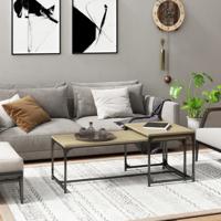 Salontafels 2 st bewerkt hout sonoma eikenkleurig