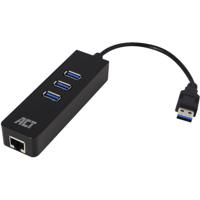 ACT Connectivity Connectivity USB Hub 3.2 3x USB-A ethernet, zwart - thumbnail