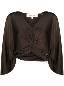 DVF Diane von Furstenberg blouse crop à col v - Marron