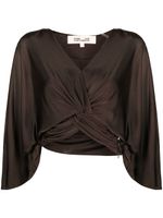 DVF Diane von Furstenberg blouse crop à col v - Marron - thumbnail