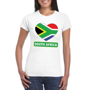 Zuid Afrika hart vlag t-shirt wit dames 2XL  -