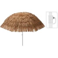 Raffia Design parasol - naturel - D180 x H200 cm - zomer/strand - Tropisch/hawaii sfeer