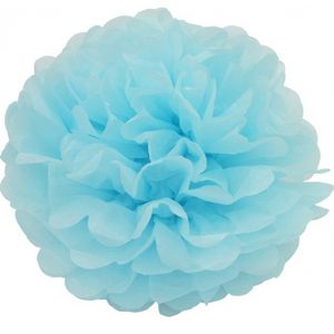 Decoratie pompom turquoise 25 cm