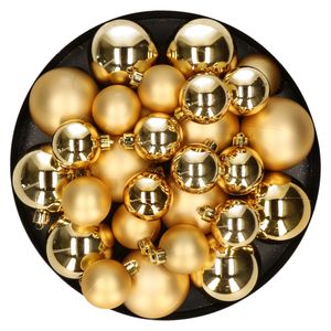 Kerstversiering kunststof kerstballen goud 6-8-10 cm pakket van 22x stuks