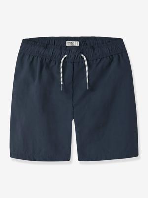 Zwemshort voor jongens, lang en effen, van NAME IT donkerblauw