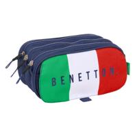 Pennenetui met 3 vakken Benetton Flag Marineblauw 21,5 x 10 x 8 cm