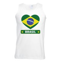 Brazilie hart vlag singlet shirt/ tanktop wit heren Brazilie hart vlag singlet shirt/ tanktop wit heren