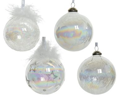 Kerstbal glas d8 cm helder a4 kerst - Decoris