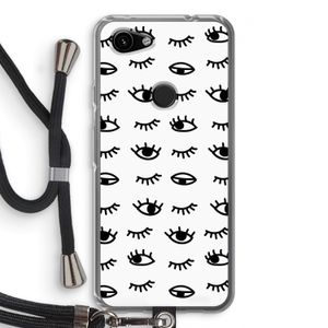 Eye pattern #2: Pixel 3a Transparant Hoesje met koord