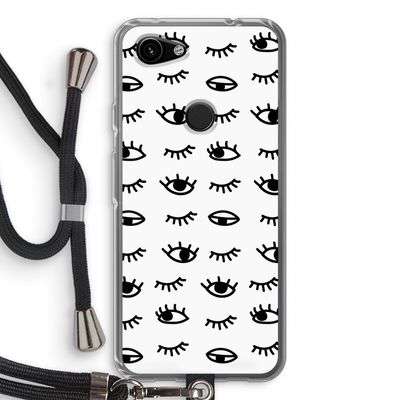 Eye pattern #2: Pixel 3a Transparant Hoesje met koord