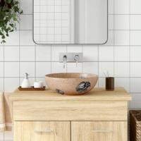 VidaXL Opzetwasbak rond φ41x14 cm keramiek bruin en blauw VidaXL Opzetwasbak rond φ41x14 cm keramiek bruin en blauw