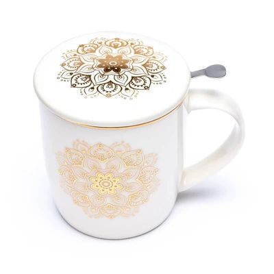 Theemok set Mandala wit - 325ml