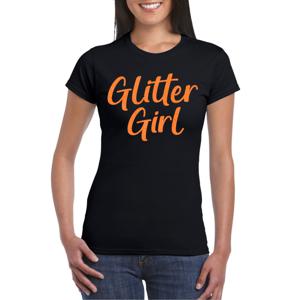 Verkleed T-shirt voor dames - glitter girl - zwart - glitter and glamour - carnaval/themafeest