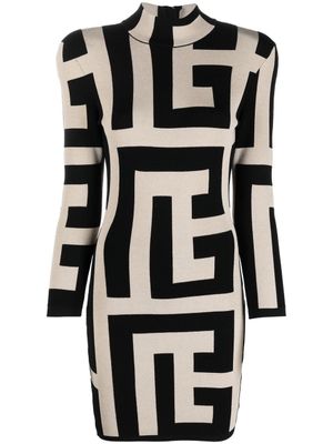 Balmain robe à imprimé géométrique - Tons neutres
