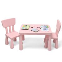 Kindertafel en 2 Stoelen Set Kinderspeeltafel met 2-Delige Stoelen voor Eten Tekenen Schrijven en Knutselen Kindermeubel Set Roze