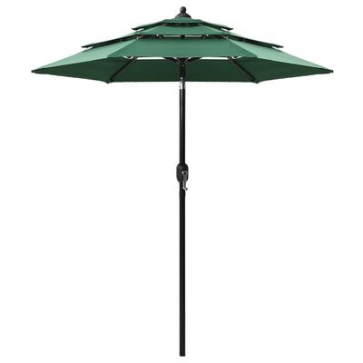 VidaXL Parasol 3-laags met aluminium paal 2 m groen