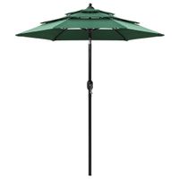 VidaXL Parasol 3-laags met aluminium paal 2 m groen