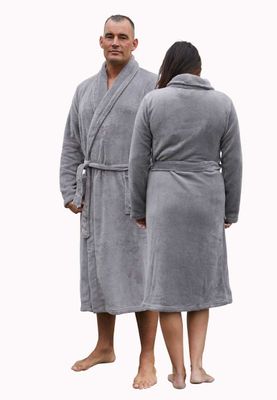 Grijze badjas fleece - unisex-xl/xxl
