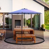 Verstelbaar Muggennet voor Parasols van 270-300 cm Paviljoen Insectenbescherming met Ritssluiting Zwart