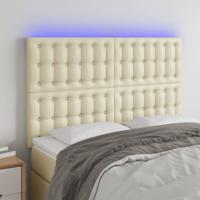 Hoofdbord LED 144x5x118/128 cm kunstleer crèmekleurig