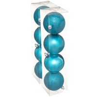 8x stuks kerstballen turquoise blauw mix kunststof 8 cm