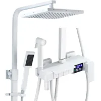 Thermostatische Doucheset - Geborsteld Goud | Messing & ABS | Verstelbare Hoogte | 20 Inch Vierkante Douchekop