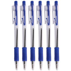 Balpennen - 16x stuks - blauw - softgrip - kliksysteem