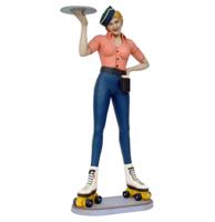 Retro 50's Car Hop Serveerster op Rollerskates - 165 cm - Resin
