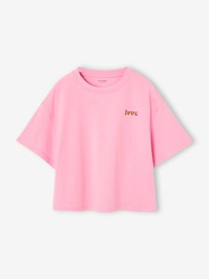 Cropped meisjesshirt met korte mouwen rozen