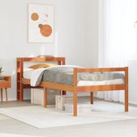 Bedframe met hoofdbord massief grenenhout wasbruin 75x190 cm