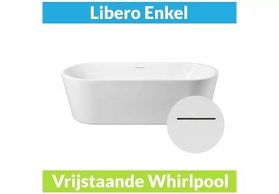Wiesbaden Vrijstaande Whirlpool Libero 178x80x58.5 cm Luchtsysteem Mat Wit