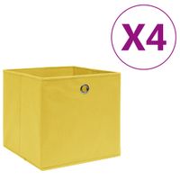 Opbergboxen 4 st 28x28x28 cm nonwoven stof geel - thumbnail