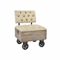 Kruk DKD Home Decor Spar Natuurlijk Zwart Beige Polyester (61 x 51 x 77 cm)
