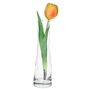 Bloemenvaas smal model - flute vaas - 20 x 6 cm - transparant - voor losse bloem