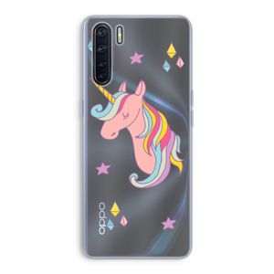 Roze eenhoorn: Oppo A91 Transparant Hoesje