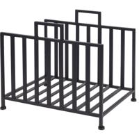 Haardblokken/houtblokken opberg standaard - metaal - 41 x 31 x 35 cm - Zwart