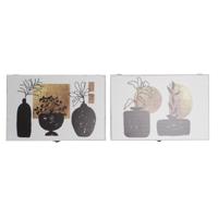 Decoratieve Doos DKD Home Decor Wit Zwart Gouden Hout MDF Modern Vaas (2 Stuks)