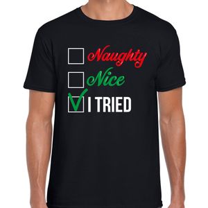 Naughty nice fout Kerst t-shirt zwart voor heren