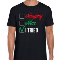 Naughty nice fout Kerst t-shirt zwart voor heren - thumbnail