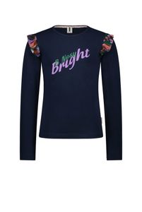 B.Nosy Meisjes shirt mesh ruffels - Navy blauw